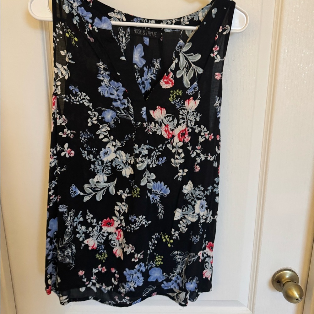 Black Floral Tank Top